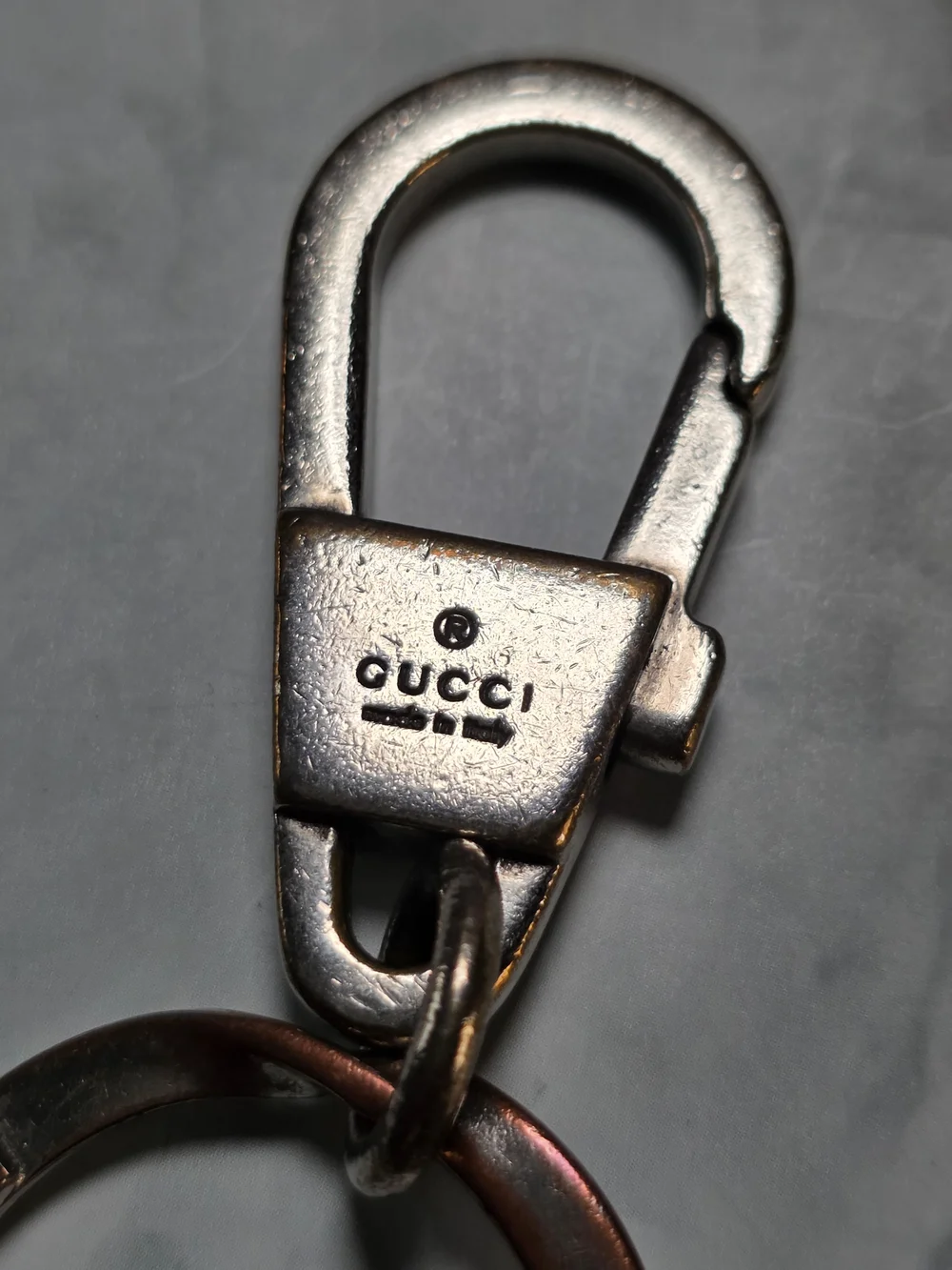 Gucci GG Kingsnake Logo Metal Key Chain Bag Charm